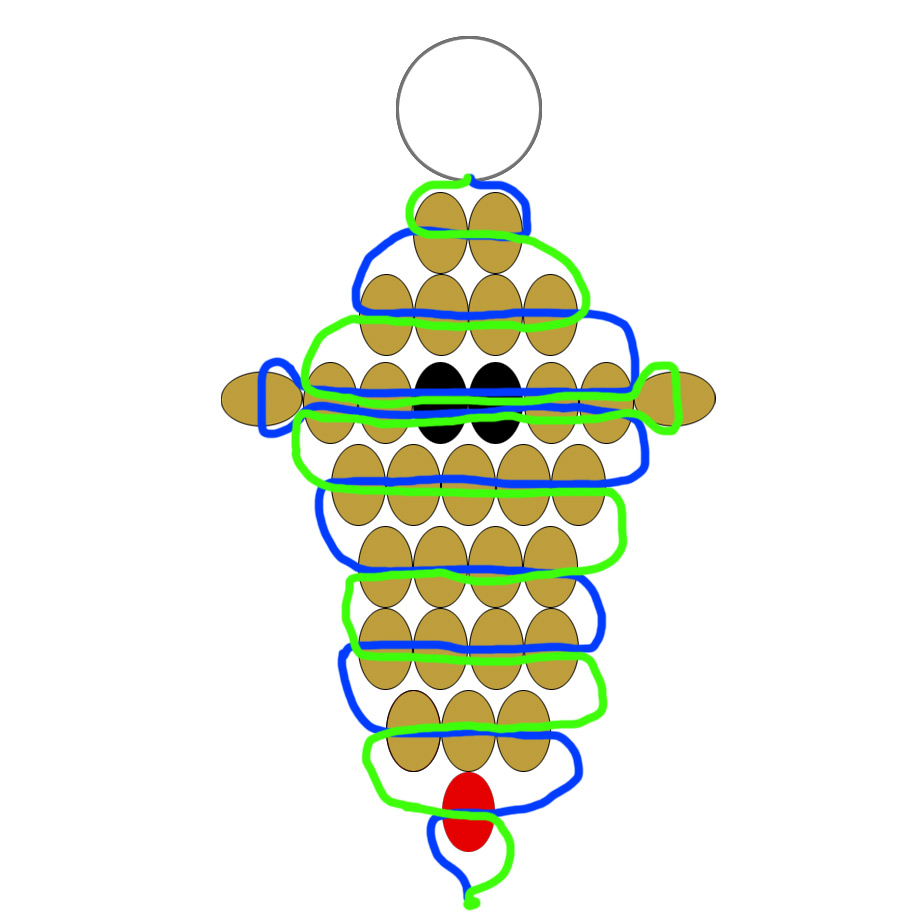 Threading pattern for beaded Reindeer