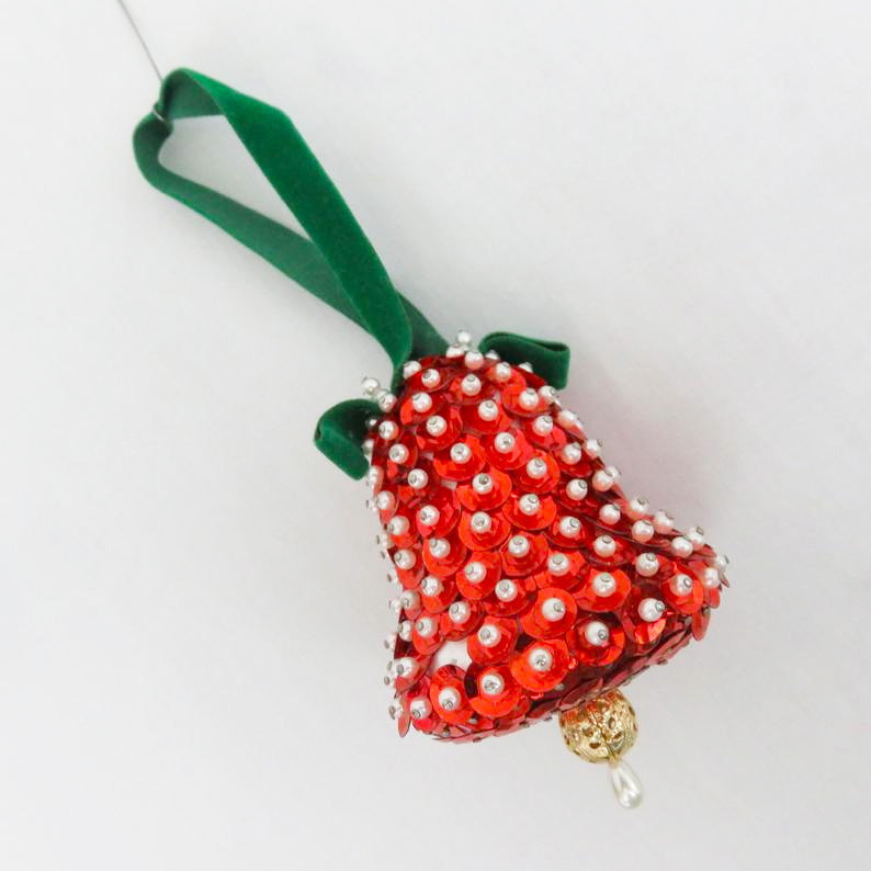 Sequin and Bead Christmas Bell Ornament