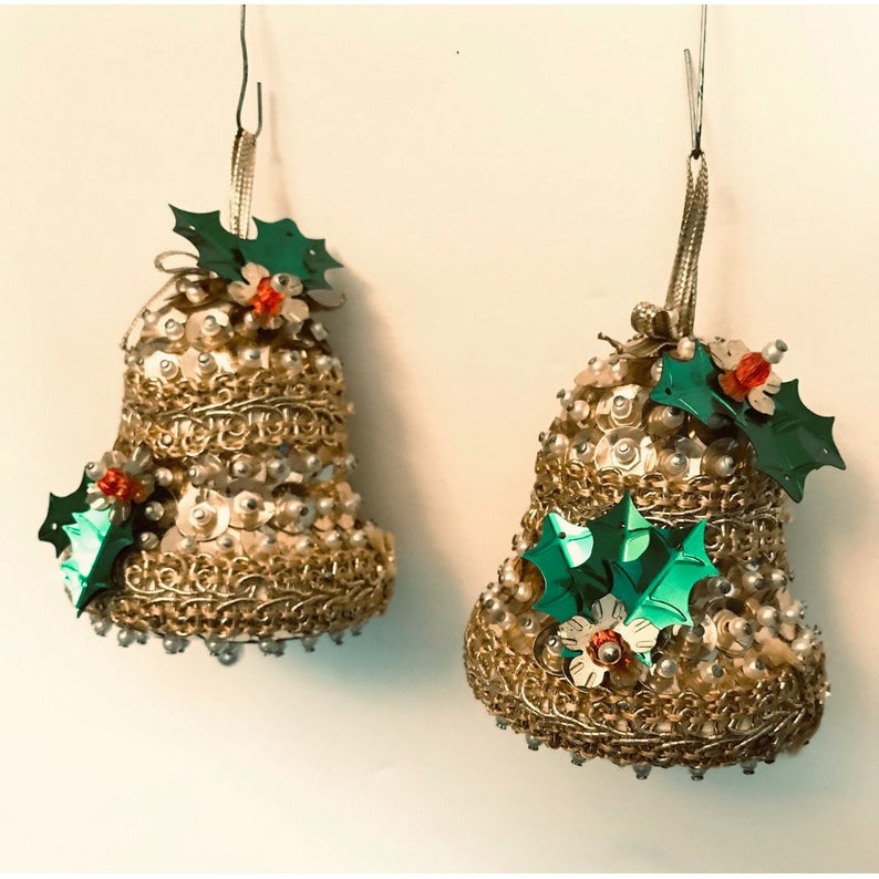 Sequin and Bead Christmas Bell Ornament