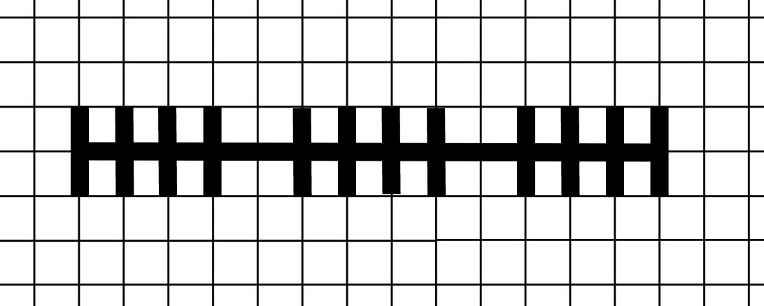 Wheel axle pattern piece for plastic canvas bi-wing airplane.