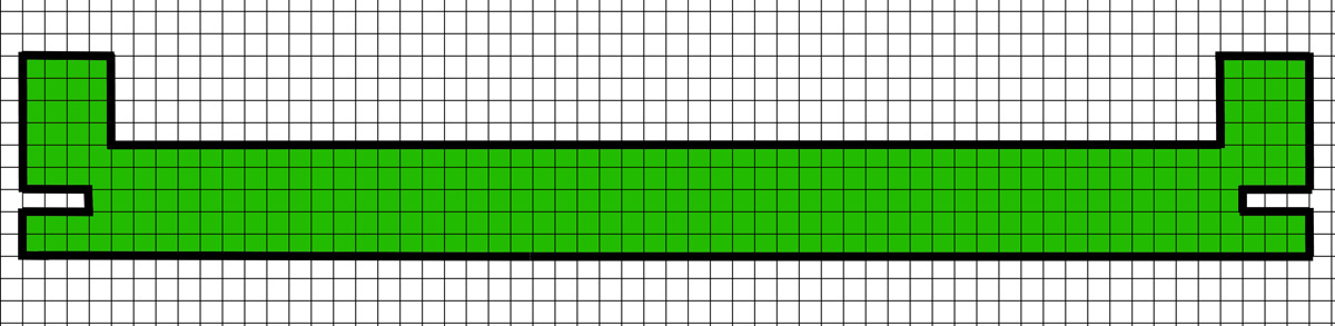 Pattern piece for plastic canvas bi-wing airplane body.