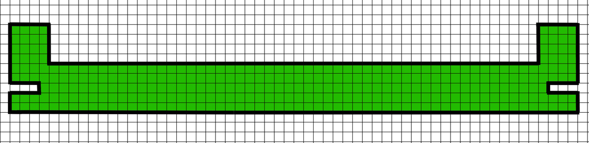 Pattern piece for plastic canvas bi-wing airplane body.