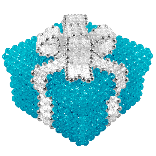 Aqua Beaded Box with Crystal Bow