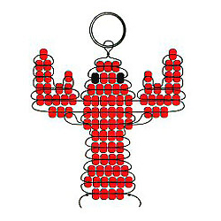 Beaded Lobster Key Chain Pattern - Free Beaded Crawfish Keyring Pattern - Free Beaded Keyring Craft Instructions
