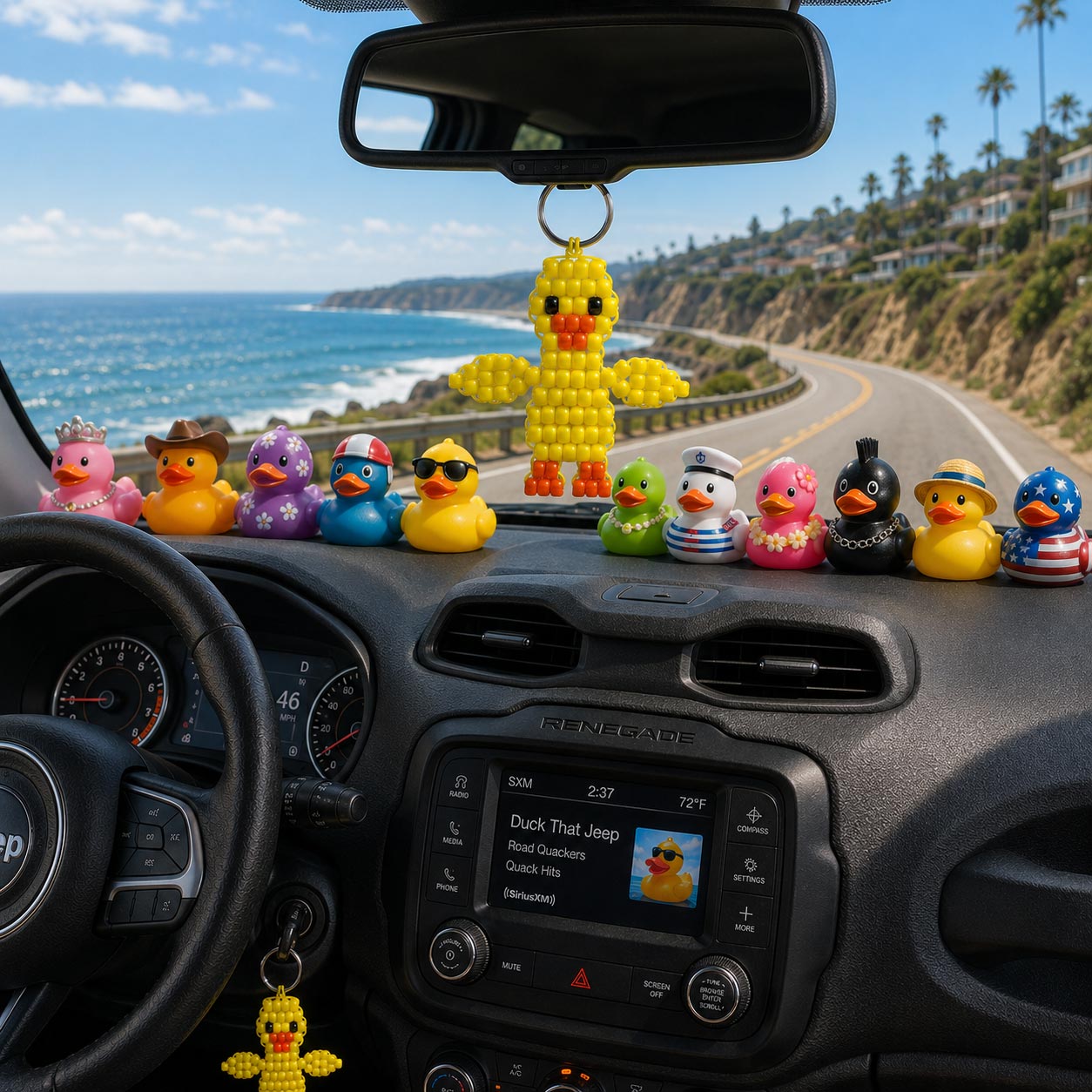 Little Yellow Duck Duck Jeep Beaded Keychain - Duck That Jeep