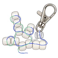 Pony bead reindeer antler pattern showing bead placement and cord paths.