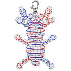 Free beaded reindeer keychain pattern with pony bead placement and weaving instructions.