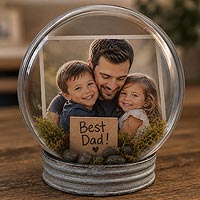 Father's Day fillable ornament keepsake featuring a family photograph for personalized family gifts and keepsakes.