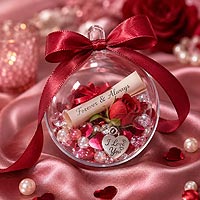 Romantic Valentine's fillable ornament keepsake with ribbon roses, pearls, and love notes for gift giving and home décor ideas