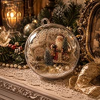 Santa Claus fillable ornament miniature scene for Christmas mantel and holiday home décor ideas.