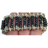 Safety Pin Bracelet Project with Iridescent E-Beads from BJ's Craft Supplies - Safety Pin Jewelry Project - Free Pattern for Safety Pin Bracelet Project