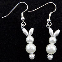 Pearl Bunny Earrings - Beaded Bunny Dangle Earrings - Free Jewelry Pattern