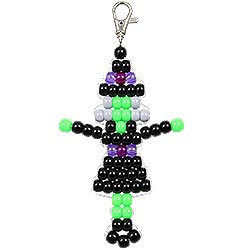 Beaded Halloween witch keychain with free pony bead pattern and instructions